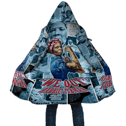 Harriet Tubman Cloak Newspaper Collage Design We Out Quote Strong Woman Tribute Underground Railroad Legacy - African Pride