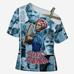 Harriet Tubman Cross Shoulder Shirt Newspaper Collage Design We Out Quote Strong Woman Tribute Underground Railroad Legacy - African Pride