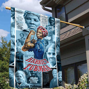 Harriet Tubman Garden Flag Newspaper Collage Design We Out Quote Strong Woman Tribute Underground Railroad Legacy - African Pride