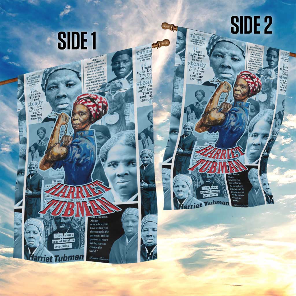 Harriet Tubman Garden Flag Newspaper Collage Design We Out Quote Strong Woman Tribute Underground Railroad Legacy - African Pride