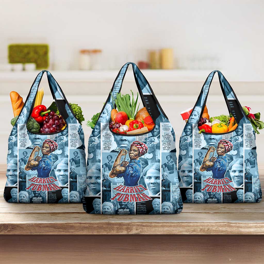 Harriet Tubman Grocery Bag Newspaper Collage Design We Out Quote Strong Woman Tribute Underground Railroad Legacy - African Pride