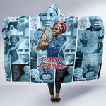 Harriet Tubman Hooded Blanket Newspaper Collage Design We Out Quote Strong Woman Tribute Underground Railroad Legacy - African Pride