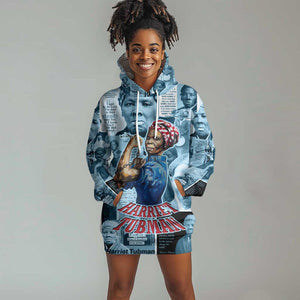 Harriet Tubman Hoodie Dress Newspaper Collage Design We Out Quote Strong Woman Tribute Underground Railroad Legacy - African Pride