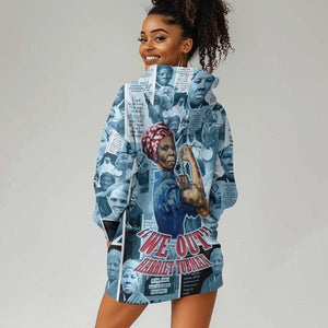 Harriet Tubman Hoodie Dress Newspaper Collage Design We Out Quote Strong Woman Tribute Underground Railroad Legacy - African Pride