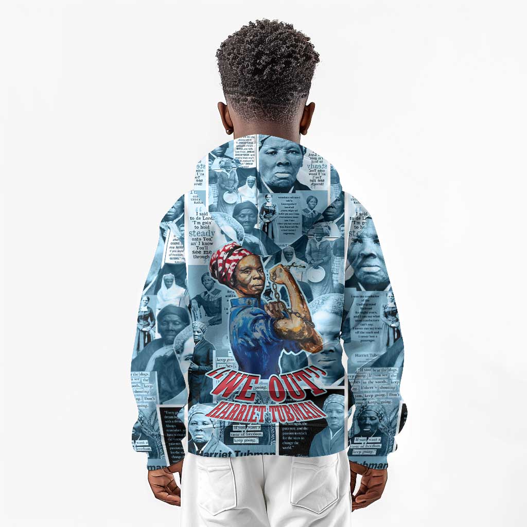 Harriet Tubman Kid Hoodie Newspaper Collage Design We Out Quote Strong Woman Tribute Underground Railroad Legacy - African Pride