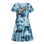 Harriet Tubman Kid Short Sleeve Dress Newspaper Collage Design We Out Quote Strong Woman Tribute Underground Railroad Legacy TS04