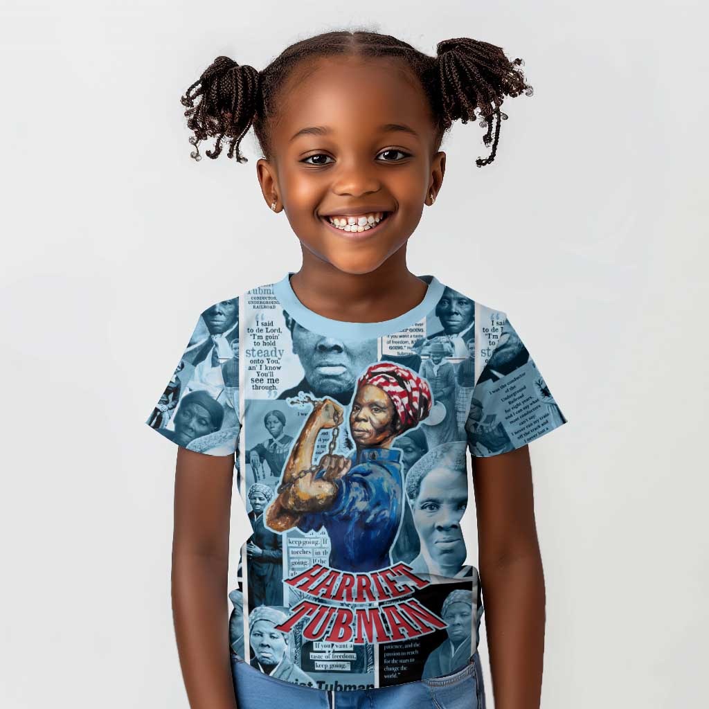 Harriet Tubman Kid T shirt Newspaper Collage Design We Out Quote Strong Woman Tribute Underground Railroad Legacy TS04