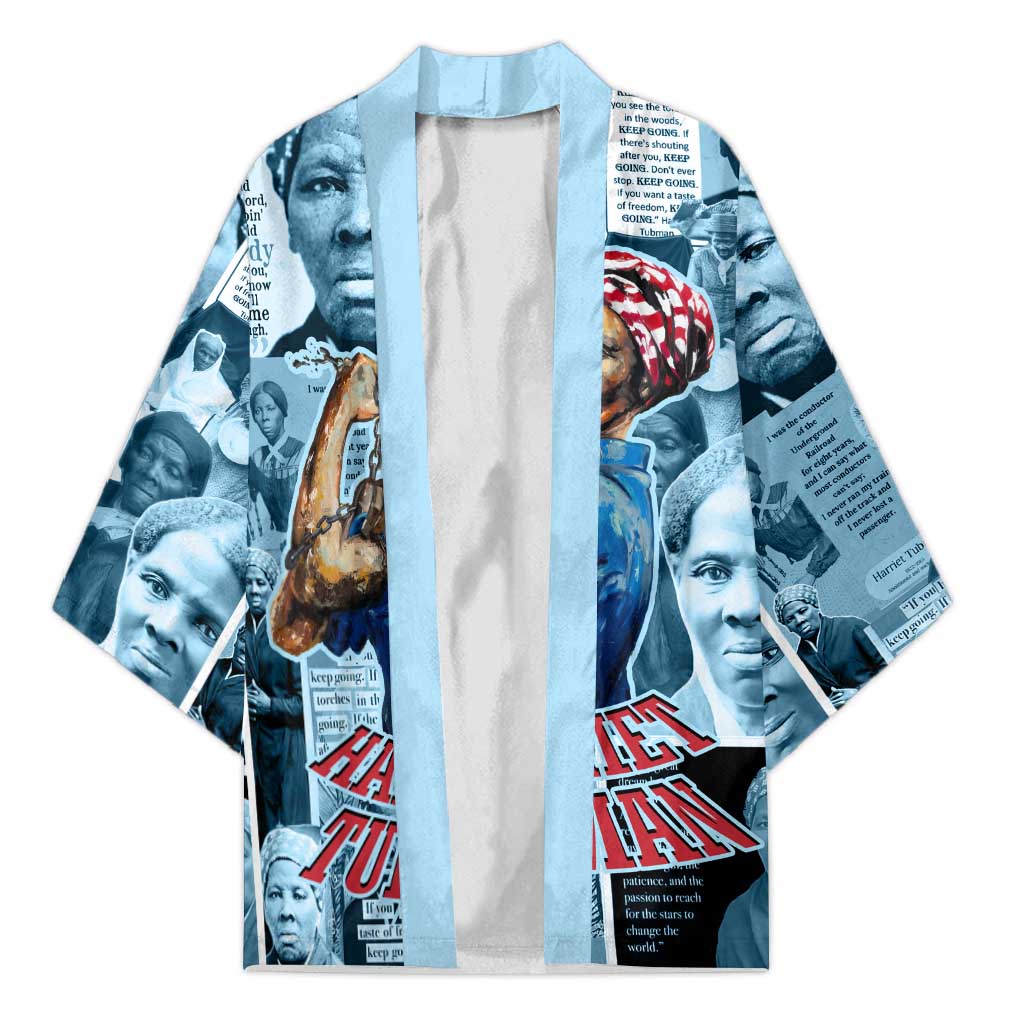 Harriet Tubman Kimono Newspaper Collage Design We Out Quote Strong Woman Tribute Underground Railroad Legacy - African Pride