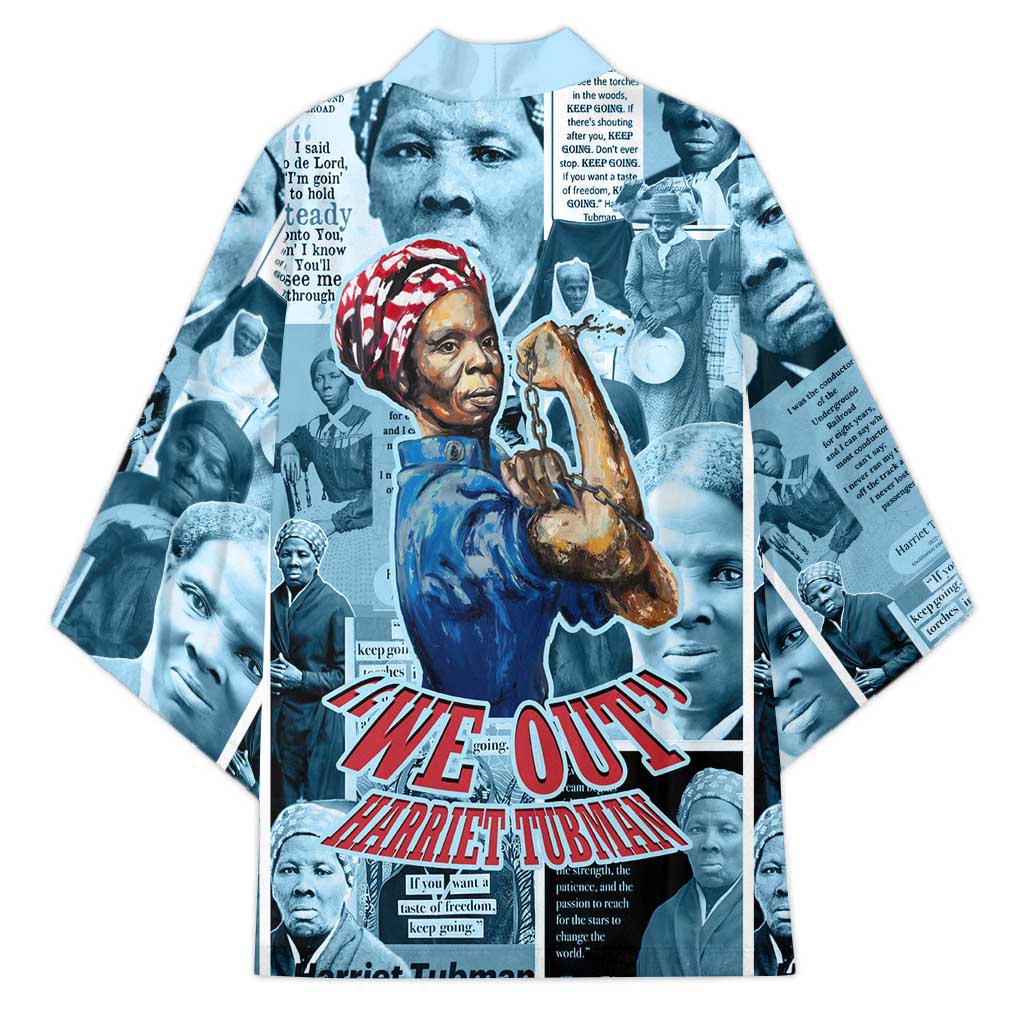 Harriet Tubman Kimono Newspaper Collage Design We Out Quote Strong Woman Tribute Underground Railroad Legacy - African Pride
