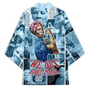 Harriet Tubman Kimono Newspaper Collage Design We Out Quote Strong Woman Tribute Underground Railroad Legacy - African Pride