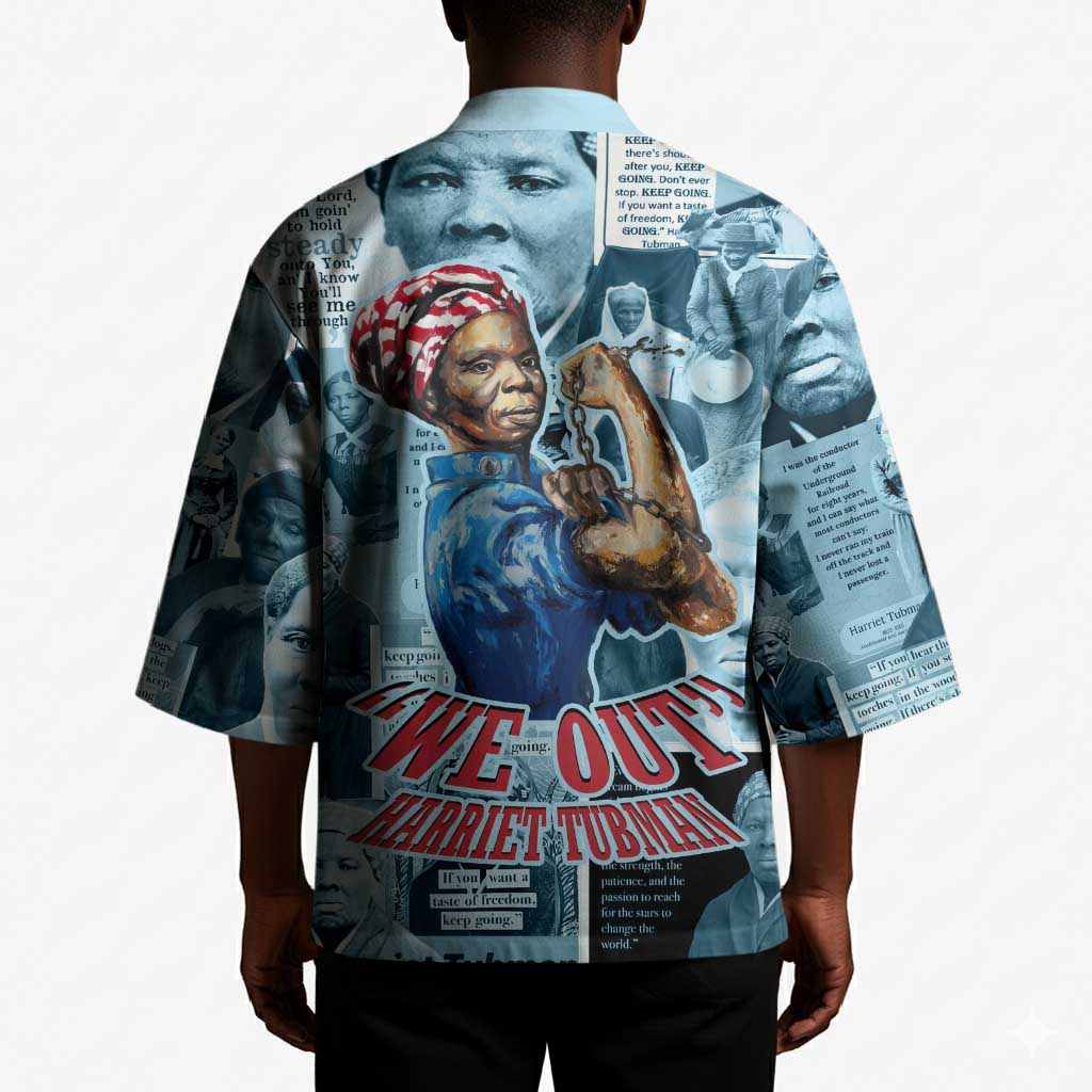 Harriet Tubman Kimono Newspaper Collage Design We Out Quote Strong Woman Tribute Underground Railroad Legacy - African Pride