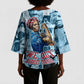 Harriet Tubman Kimono Sleeve Blouse Newspaper Collage Design We Out Quote Strong Woman Tribute Underground Railroad Legacy - African Pride
