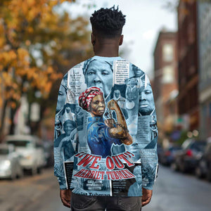 Harriet Tubman Long Sleeve Shirt Newspaper Collage Design We Out Quote Strong Woman Tribute Underground Railroad Legacy - African Pride