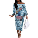 Harriet Tubman Off The Shoulder Long Sleeve Dress Newspaper Collage Design We Out Quote Strong Woman Tribute Underground Railroad Legacy - African Pride