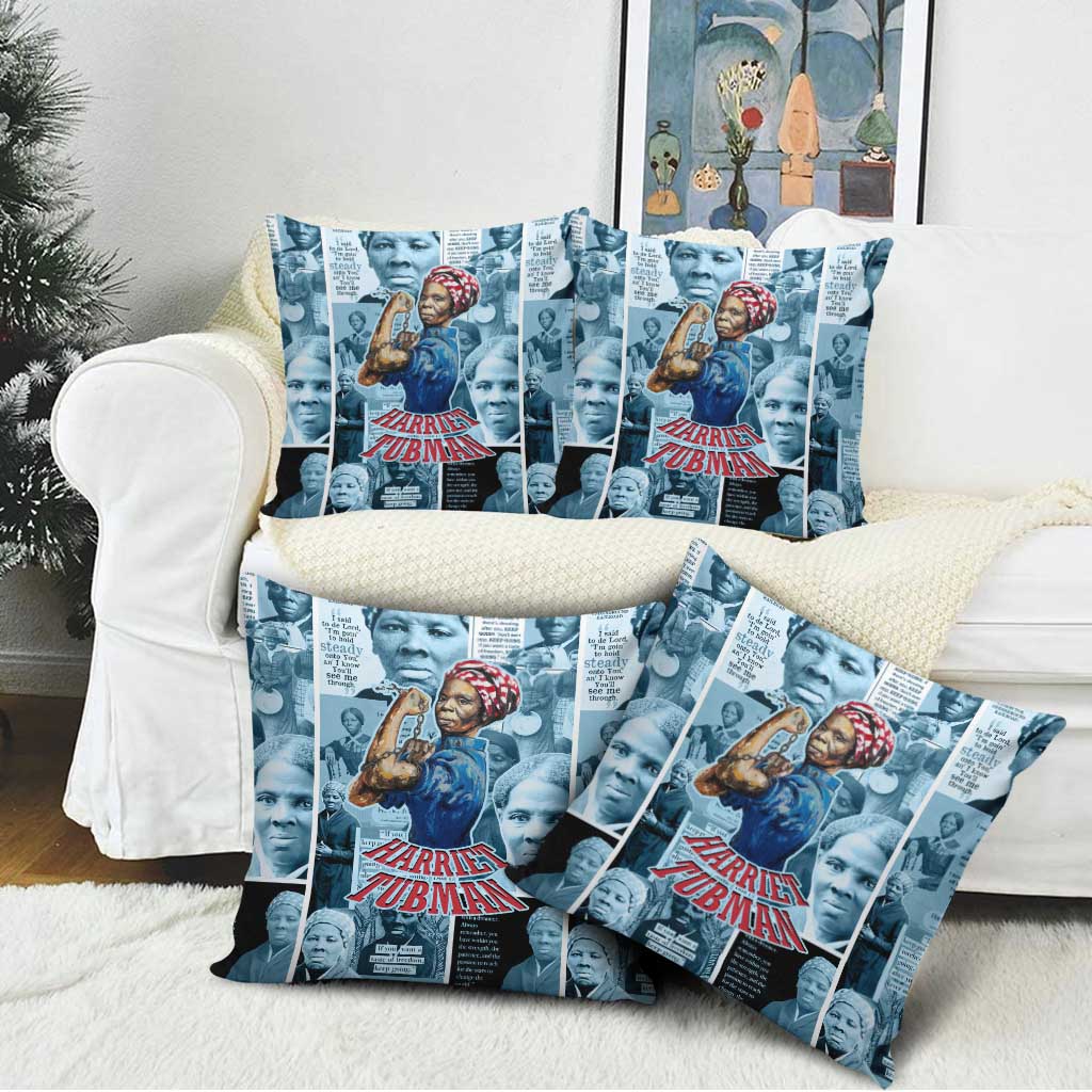 Harriet Tubman Pillow Cover Newspaper Collage Design We Out Quote Strong Woman Tribute Underground Railroad Legacy - African Pride