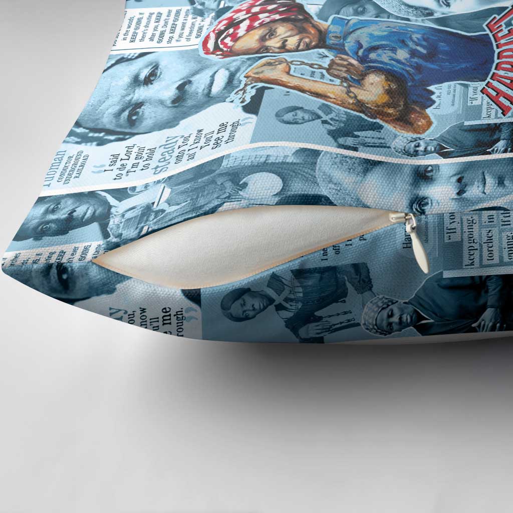 Harriet Tubman Pillow Cover Newspaper Collage Design We Out Quote Strong Woman Tribute Underground Railroad Legacy - African Pride