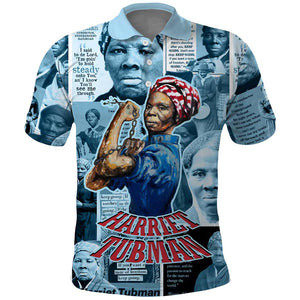 Harriet Tubman Polo Shirt Newspaper Collage Design We Out Quote Strong Woman Tribute Underground Railroad Legacy TS04