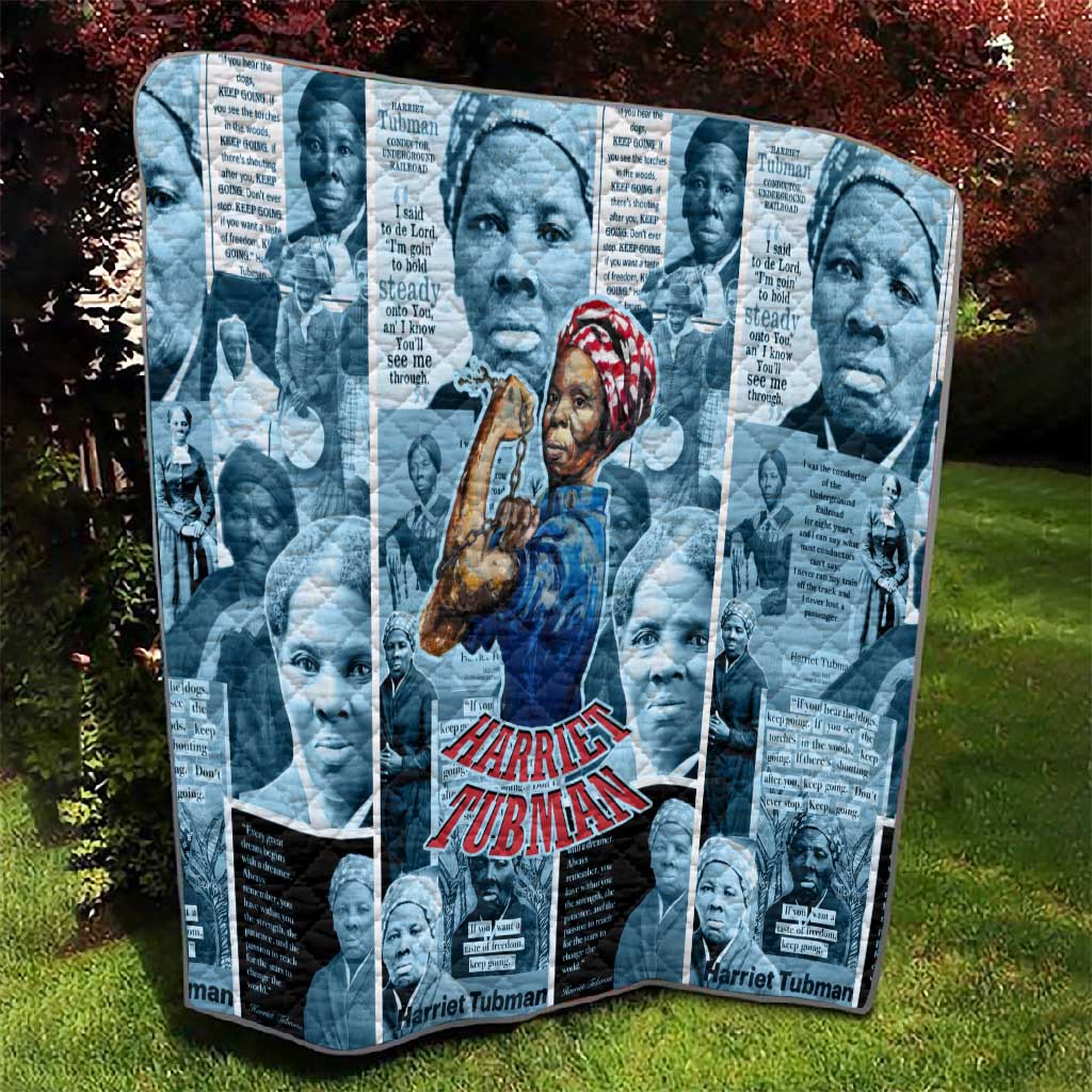 Harriet Tubman Quilt Newspaper Collage Design We Out Quote Strong Woman Tribute Underground Railroad Legacy - African Pride