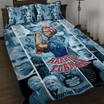 Harriet Tubman Quilt Bed Set Newspaper Collage Design We Out Quote Strong Woman Tribute Underground Railroad Legacy - African Pride