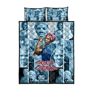 Harriet Tubman Quilt Bed Set Newspaper Collage Design We Out Quote Strong Woman Tribute Underground Railroad Legacy - African Pride