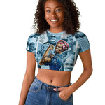 Harriet Tubman Raglan Cropped T shirt Newspaper Collage Design We Out Quote Strong Woman Tribute Underground Railroad Legacy TS04