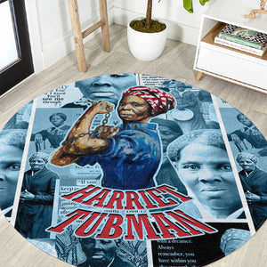 Harriet Tubman Round Carpet Newspaper Collage Design We Out Quote Strong Woman Tribute Underground Railroad Legacy - African Pride