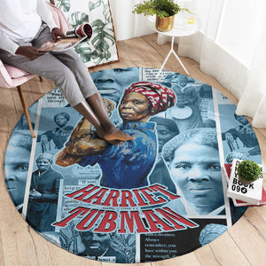 Harriet Tubman Round Carpet Newspaper Collage Design We Out Quote Strong Woman Tribute Underground Railroad Legacy - African Pride