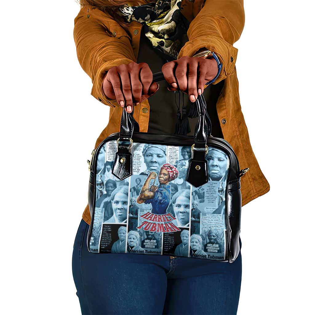 Harriet Tubman Shoulder Handbag Newspaper Collage Design We Out Quote Strong Woman Tribute Underground Railroad Legacy - African Pride