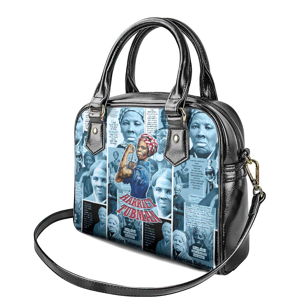 Harriet Tubman Shoulder Handbag Newspaper Collage Design We Out Quote Strong Woman Tribute Underground Railroad Legacy - African Pride