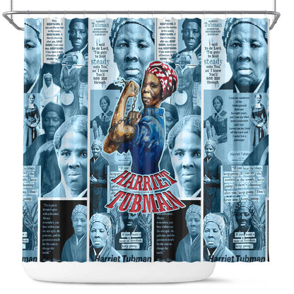 Harriet Tubman Shower Curtain Newspaper Collage Design We Out Quote Strong Woman Tribute Underground Railroad Legacy - African Pride