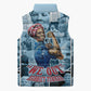 Harriet Tubman Sleeveless Puffer Jacket Newspaper Collage Design We Out Quote Strong Woman Tribute Underground Railroad Legacy - African Pride