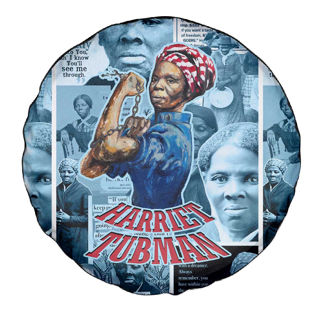 Harriet Tubman Spare Tire Cover Newspaper Collage Design We Out Quote Strong Woman Tribute Underground Railroad Legacy - African Pride