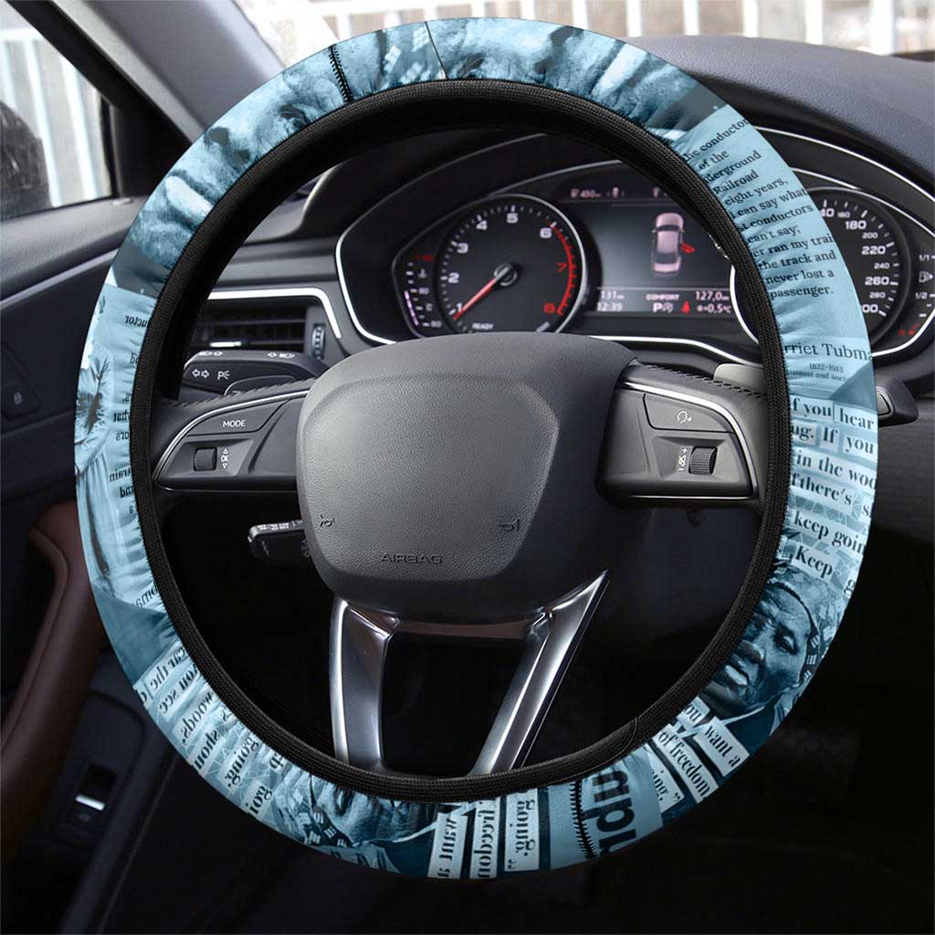 Harriet Tubman Steering Wheel Cover Newspaper Collage Design We Out Quote Strong Woman Tribute Underground Railroad Legacy - African Pride