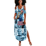Harriet Tubman Summer Maxi Dress Newspaper Collage Design We Out Quote Strong Woman Tribute Underground Railroad Legacy TS04