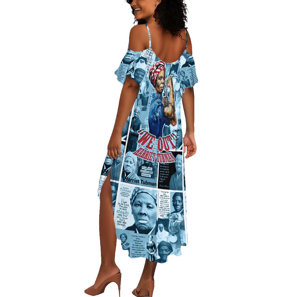 Harriet Tubman Summer Maxi Dress Newspaper Collage Design We Out Quote Strong Woman Tribute Underground Railroad Legacy TS04