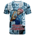 Harriet Tubman T shirt Newspaper Collage Design We Out Quote Strong Woman Tribute Underground Railroad Legacy TS04