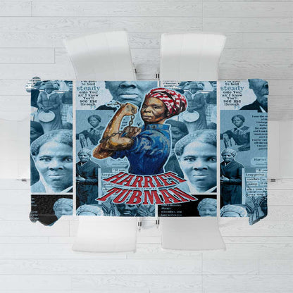 Harriet Tubman Tablecloth Newspaper Collage Design We Out Quote Strong Woman Tribute Underground Railroad Legacy - African Pride