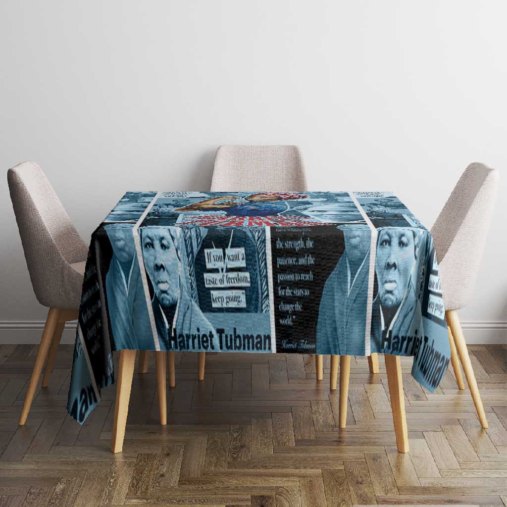 Harriet Tubman Tablecloth Newspaper Collage Design We Out Quote Strong Woman Tribute Underground Railroad Legacy - African Pride