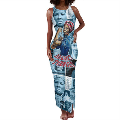 Harriet Tubman Tank Maxi Dress Newspaper Collage Design We Out Quote Strong Woman Tribute Underground Railroad Legacy - African Pride