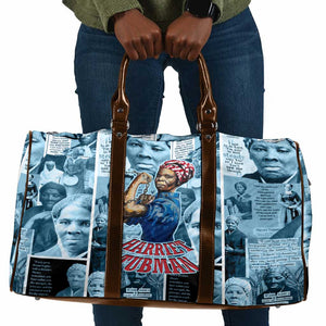 Harriet Tubman Travel Bag Newspaper Collage Design We Out Quote Strong Woman Tribute Underground Railroad Legacy - African Pride