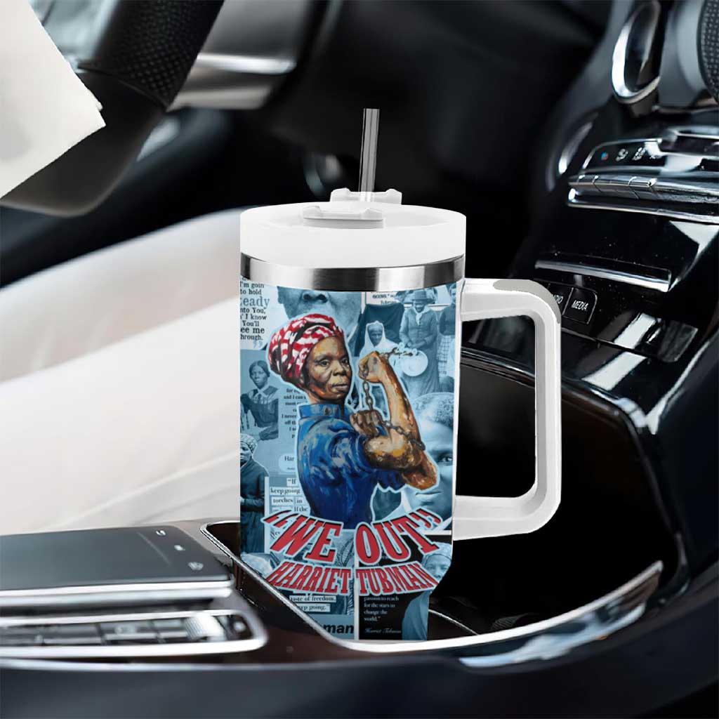 Harriet Tubman Tumbler With Handle Newspaper Collage Design We Out Quote Strong Woman Tribute Underground Railroad Legacy - African Pride