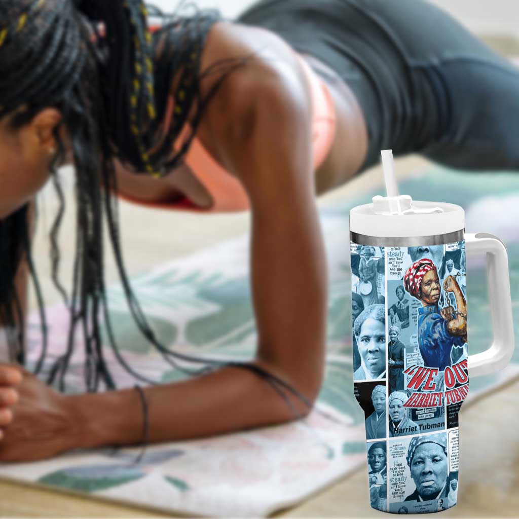 Harriet Tubman Tumbler With Handle Newspaper Collage Design We Out Quote Strong Woman Tribute Underground Railroad Legacy - African Pride