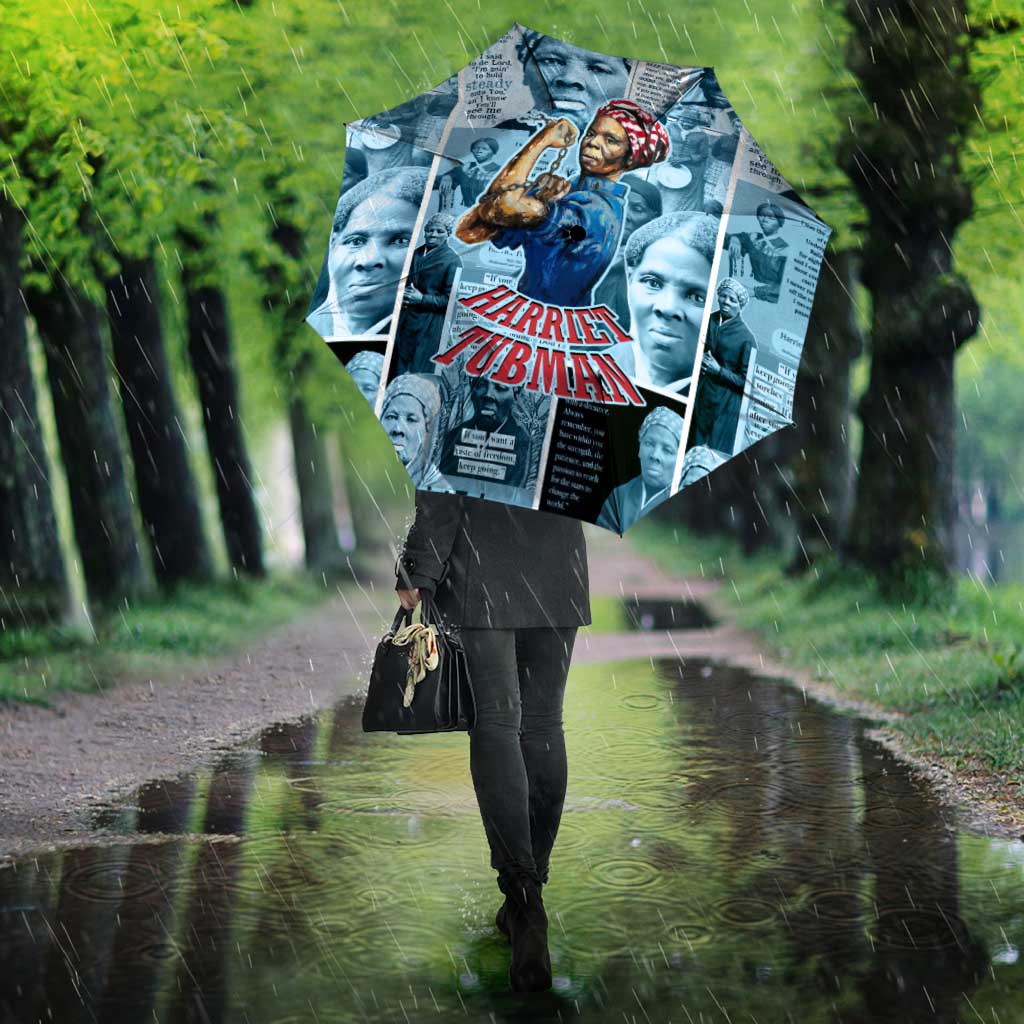 Harriet Tubman Umbrella Newspaper Collage Design We Out Quote Strong Woman Tribute Underground Railroad Legacy - African Pride