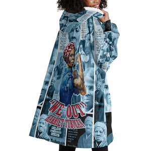 Harriet Tubman Wearable Blanket Hoodie Newspaper Collage Design We Out Quote Strong Woman Tribute Underground Railroad Legacy - African Pride