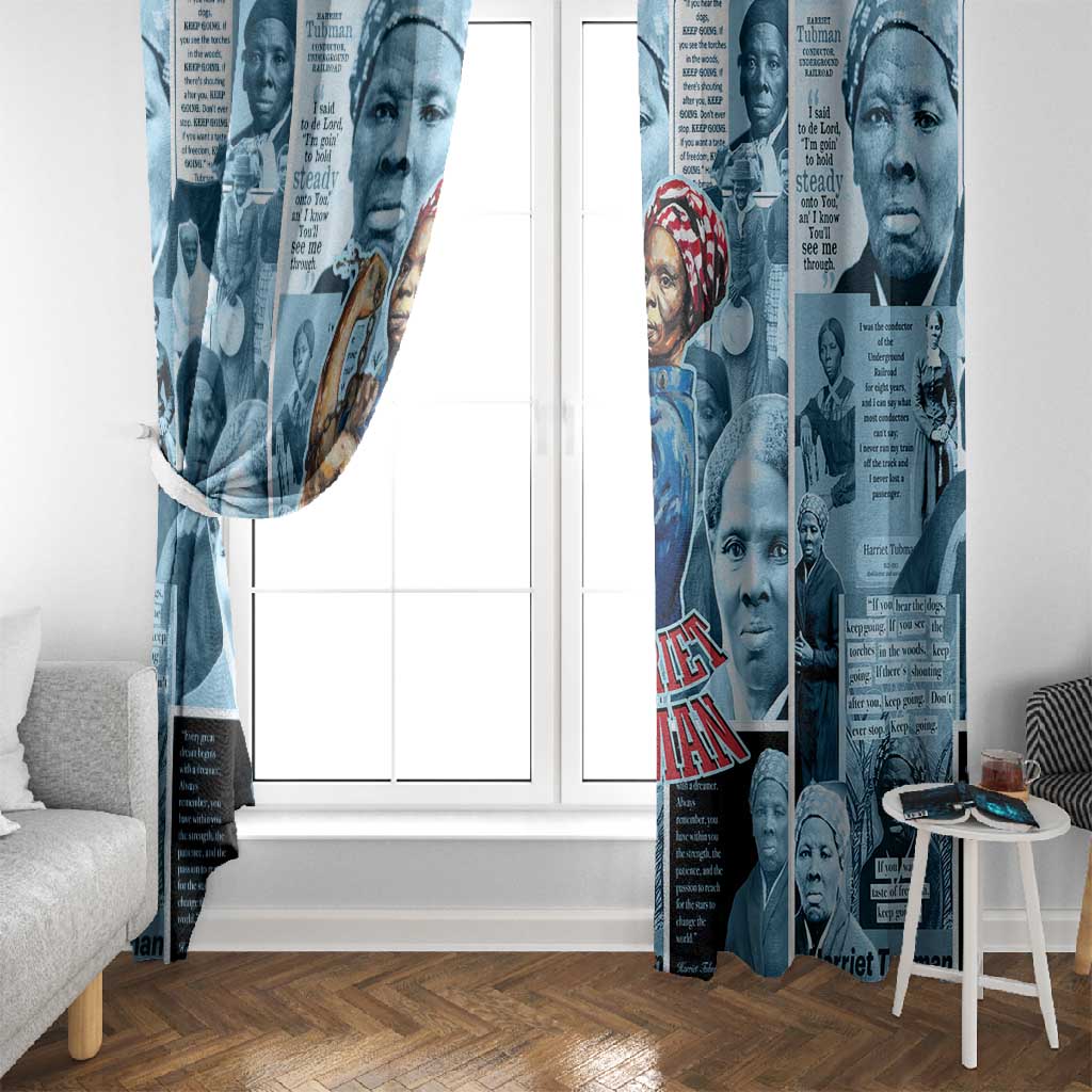 Harriet Tubman Window Curtain Newspaper Collage Design We Out Quote Strong Woman Tribute Underground Railroad Legacy - African Pride