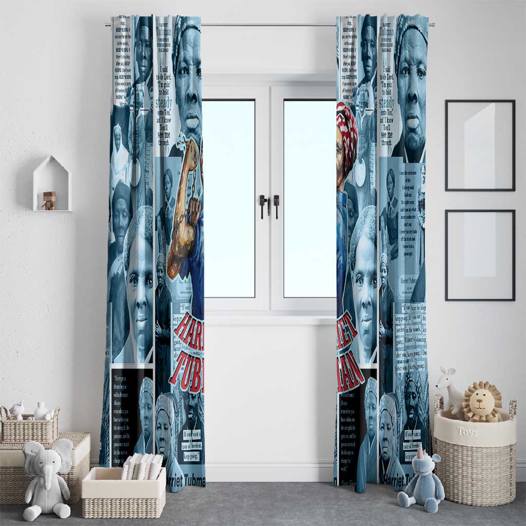 Harriet Tubman Window Curtain Newspaper Collage Design We Out Quote Strong Woman Tribute Underground Railroad Legacy - African Pride