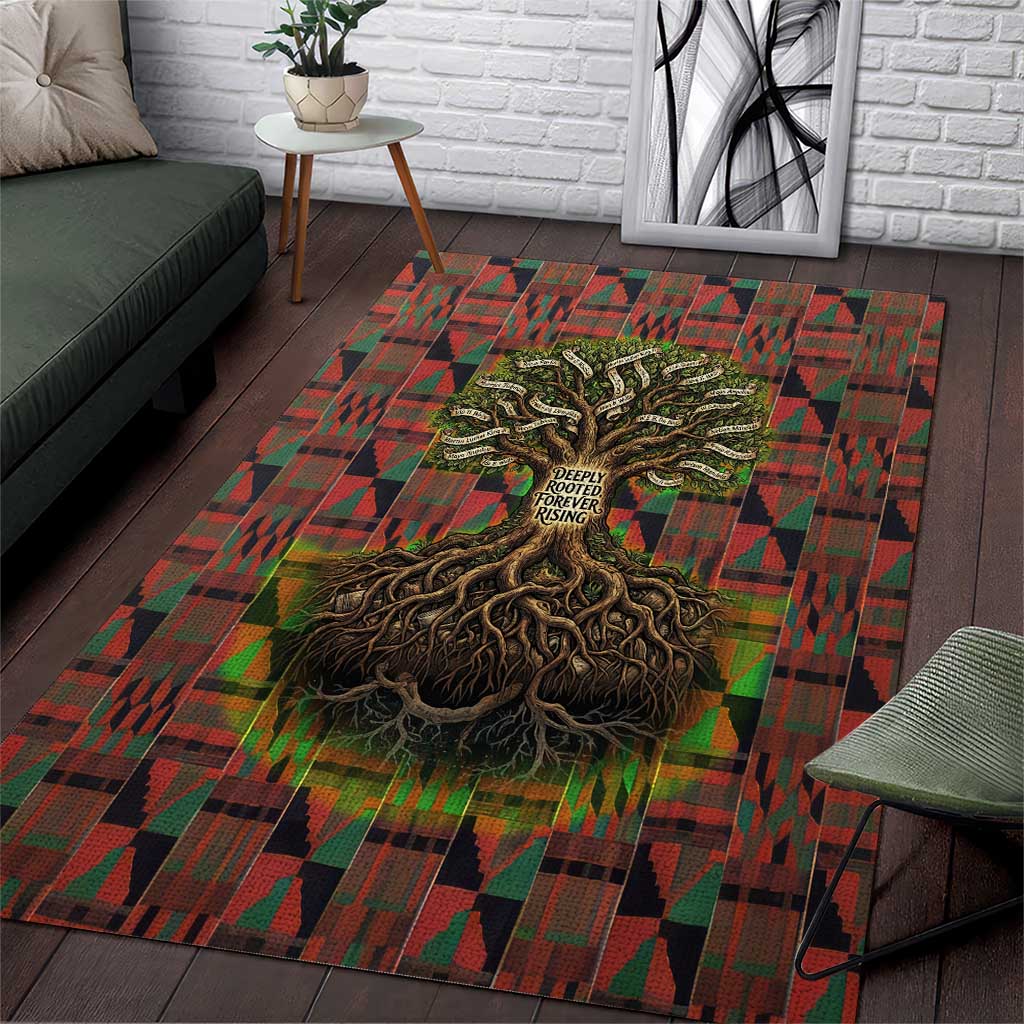 Black Heritage Tree Area Rug African Root Black History Kente Pattern ...