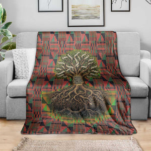 Black Heritage Tree Blanket African Root Black History Kente Pattern