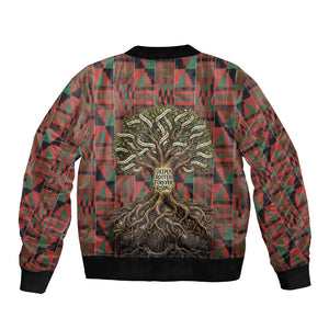 Black Heritage Tree Bomber Jacket African Root Black History Kente Pattern