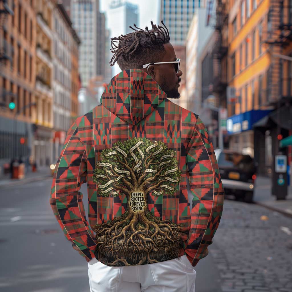 Black Heritage Tree Hoodie African Root Black History Kente Pattern